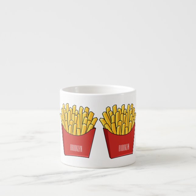 tecknad för fransk fries- espressomugg (Framsidan)