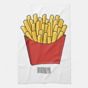 tecknad för fransk fries- kökshandduk