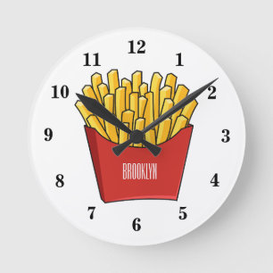 tecknad för fransk fries- rund klocka