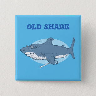 tecknad för gammal haj knapp