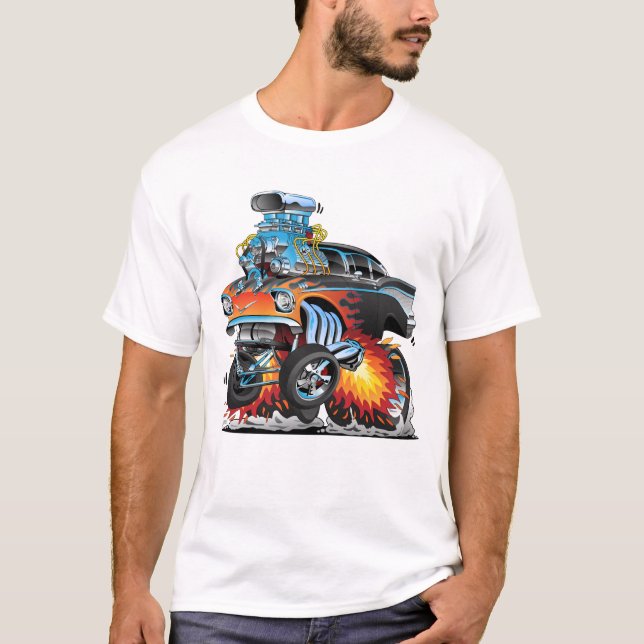 tecknad för gasturbindra hot rod 57-gasare t shirt (Framsida)