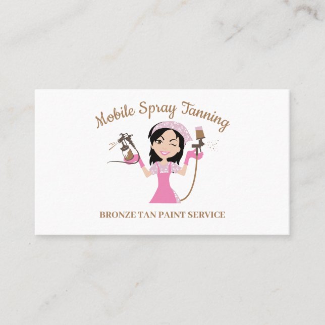 Tecknad för Girl Mobile Tanning Makeup Visitkort (Framsida)