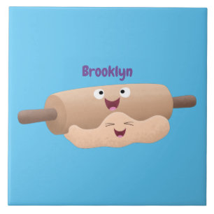 Tecknad för gräddstift och degdegbakning kakelplatta