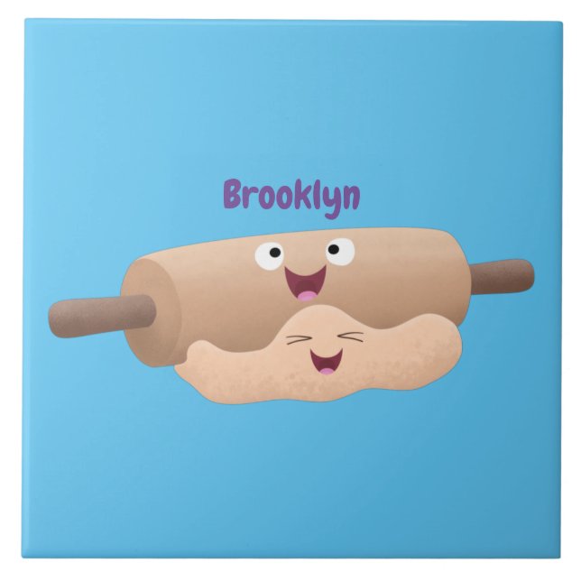 Tecknad för gräddstift och degdegbakning kakelplatta (Framsidan)