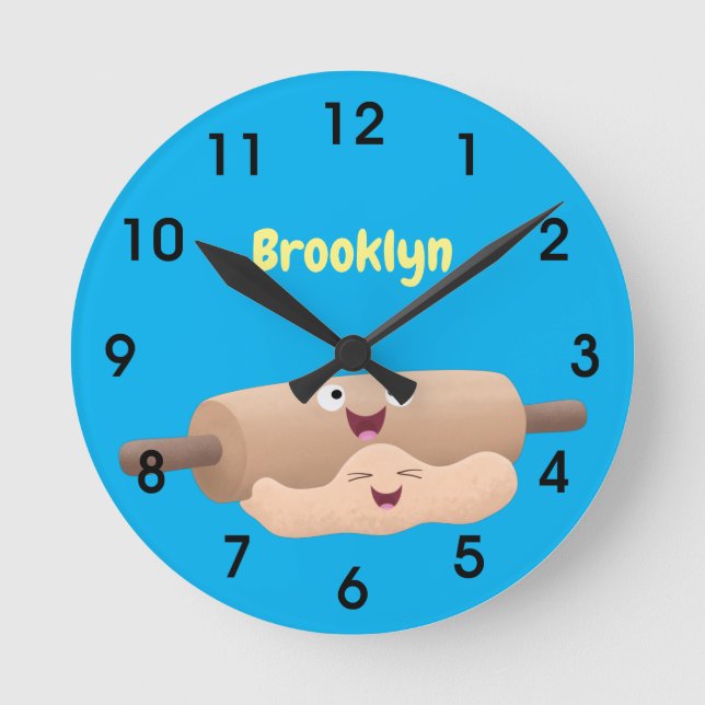 Tecknad för gräddstift och degdegbakning rund klocka (Framsida)