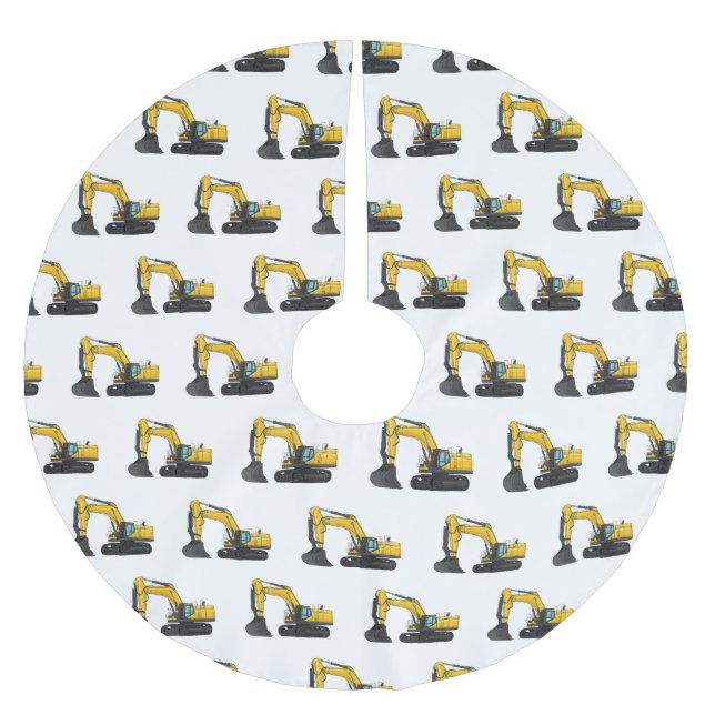 Tecknad för grävmaskiner julgransmatta borstad polyester (Framsidan)