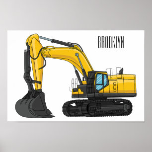 Tecknad för grävmaskiner poster