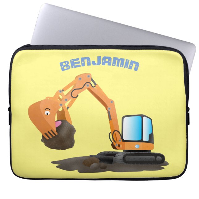 Tecknad för grävning av orange i Cute Laptop Fodral (Framsidan)
