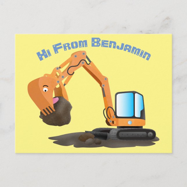 Tecknad för grävning av orange i Cute Vykort (Framsida)