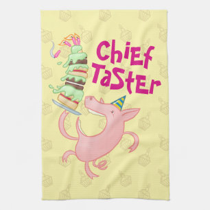 Tecknad för Gris Chief Taster Giant Sponge Cake Kökshandduk