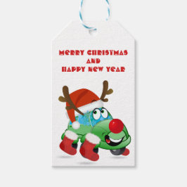 Tecknad för grym julbil presentetikett