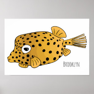 tecknad för gult boxfish- illustration poster
