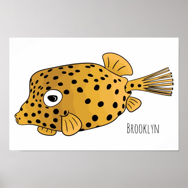 tecknad för gult boxfish- illustration poster (Framsidan)