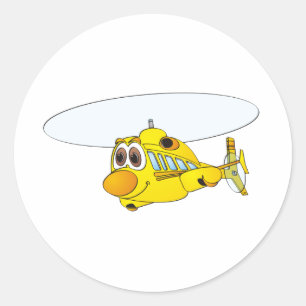 Tecknad för gult helikopter runt klistermärke