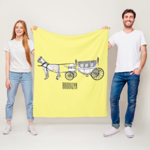 tecknad för häst och vagn i bröllop fleecefilt