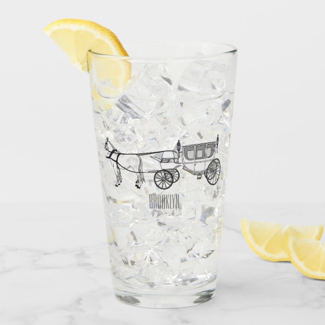 tecknad för häst och vagn i bröllop glaskopp (Framsida Ice)