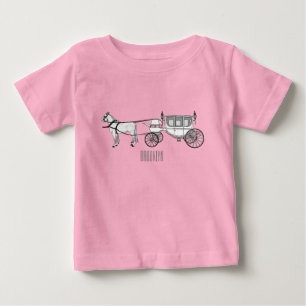 tecknad för häst och vagn i bröllop t shirt