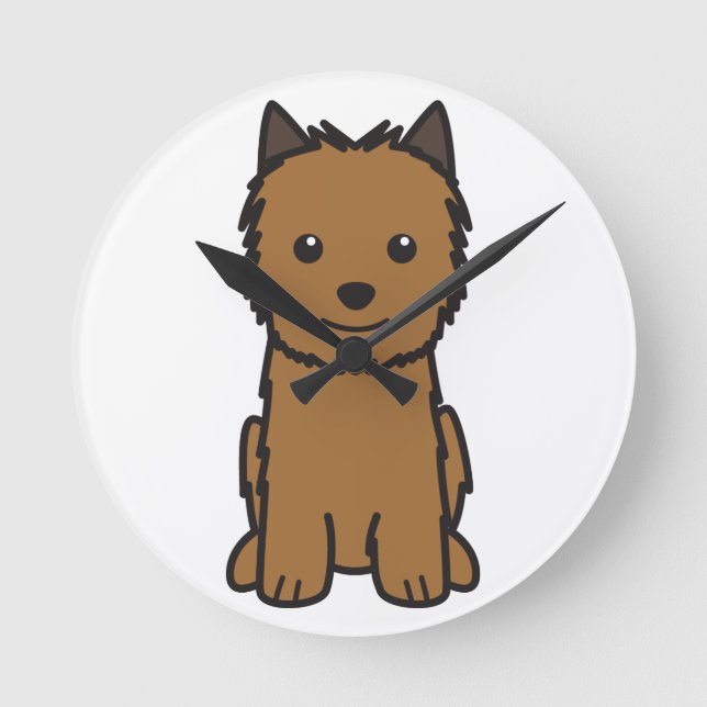 Tecknad för hund för Norwich Terrier Rund Klocka (Framsida)