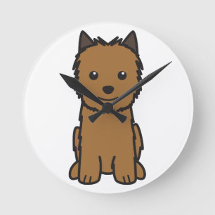 Tecknad för hund för Norwich Terrier Rund Klocka