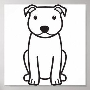 Tecknad för hund för Staffordshire tjurTerrier Poster