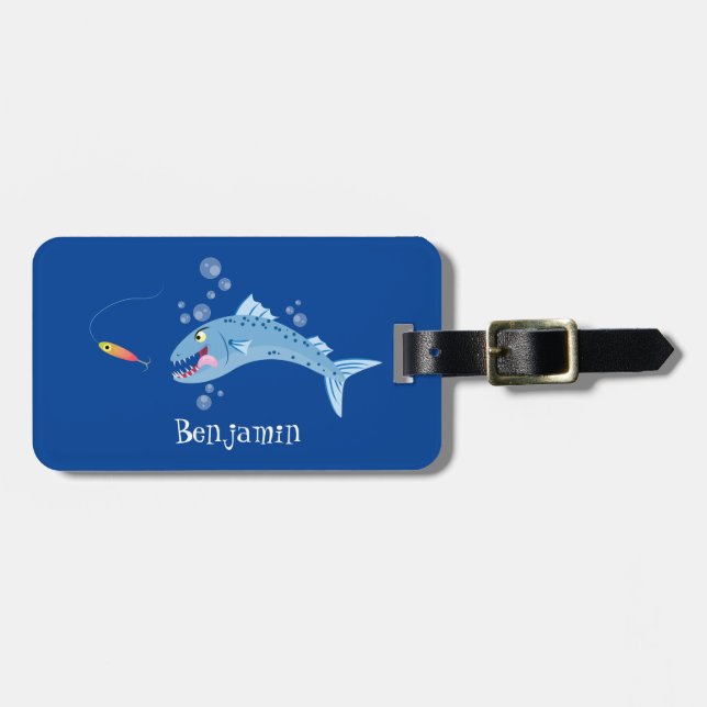 Tecknad för hungrigt fiske i Barracuda Bagagebricka (Horisontell Framsida)