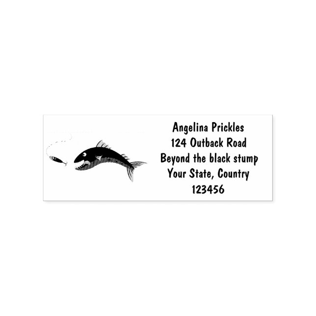 Tecknad för hungrigt fiske i Barracuda Stämpel (Tryck)