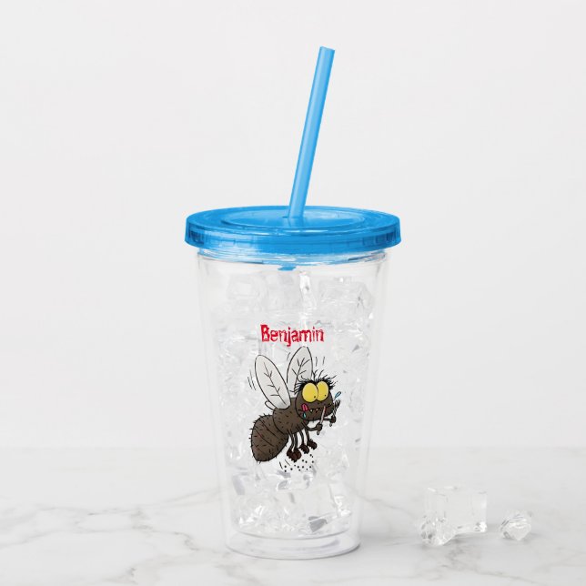 Tecknad för insekt av häsfluga take away mugg (Baksida Ice)