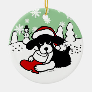 Tecknad för jul för Spaniel för engelsk Springe Julgransprydnad Keramik