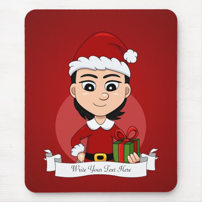 Tecknad för julflicka musmatta (Framsidan)