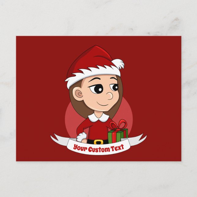 Tecknad för julflicka vykort (Framsida)