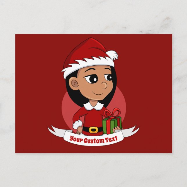 Tecknad för julflicka vykort (Framsida)