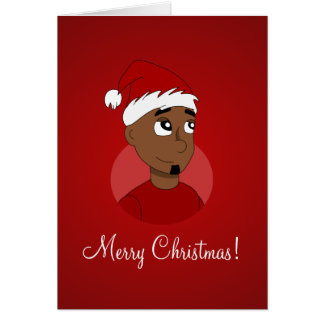 Tecknad för julkille hälsningskort