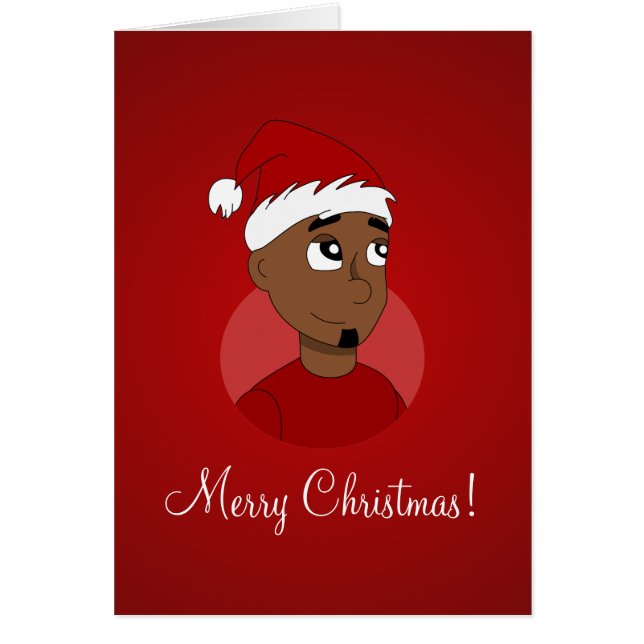 Tecknad för julkille hälsningskort (Framsidan)