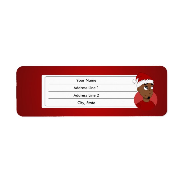 Tecknad för julkille returadress etikett (Framsidan)