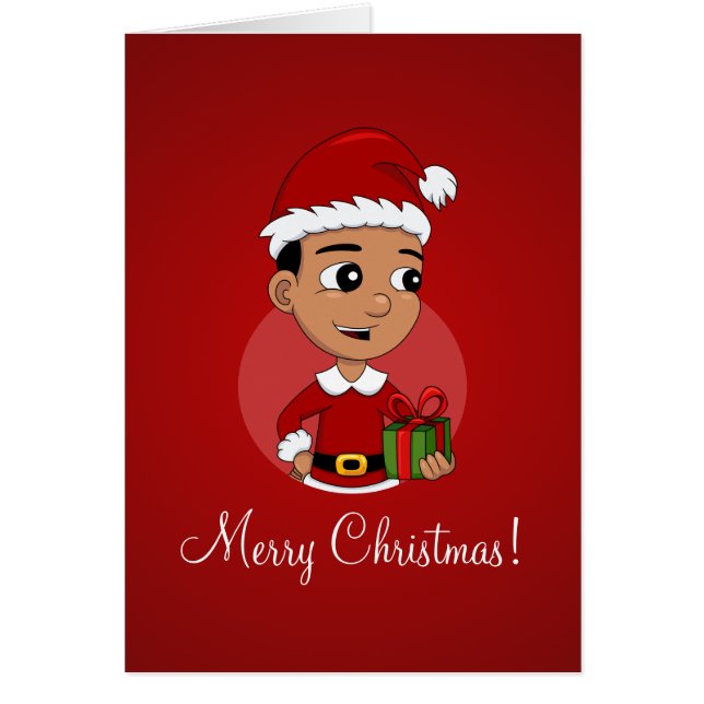 Tecknad för julpojke hälsningskort (Framsidan)