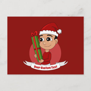Tecknad för julpojke vykort