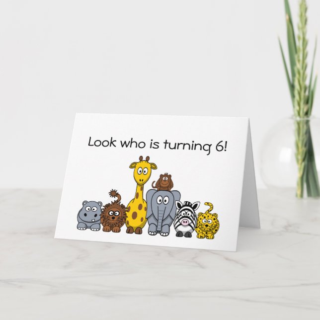 Tecknad för jungdjur i 6e-födelsedagsinbjudan inbjudan (Framsida)