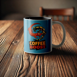 Tecknad för kaffeboost Cute Red & Fire Salamanders Två-Tonad Mugg