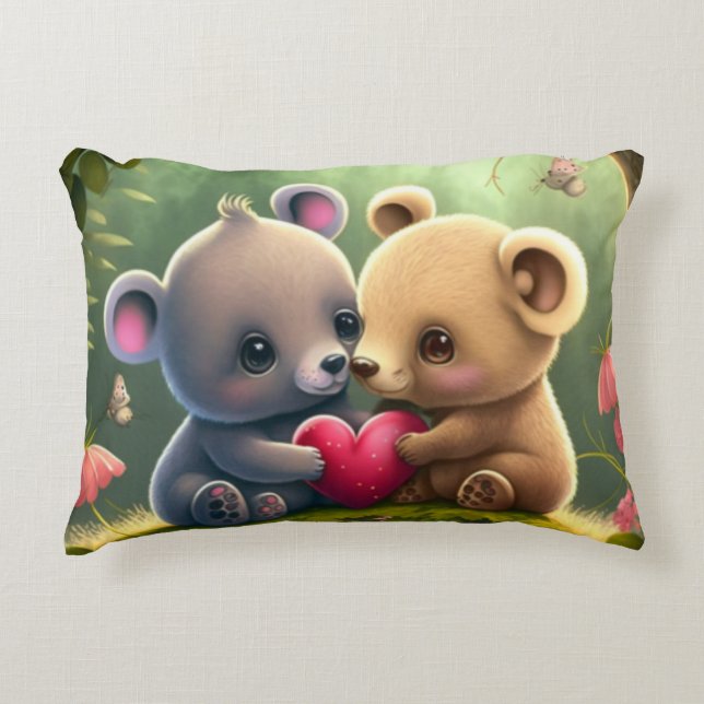Tecknad för klumpiga björnar prydnadskudde (Framsidan)