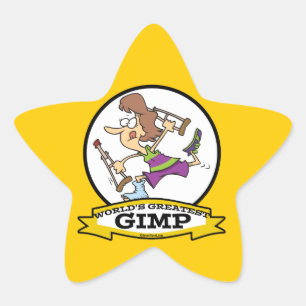 TECKNAD FÖR KVINNOR AV GREATEST GIMP STJÄRNFORMAT KLISTERMÄRKE