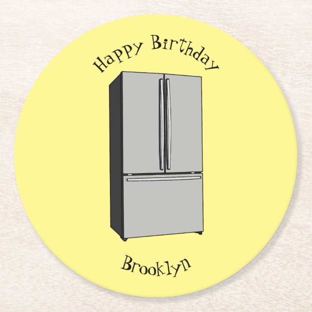 tecknad för kylskåp för fransk underlägg papper rund (Framsidan)