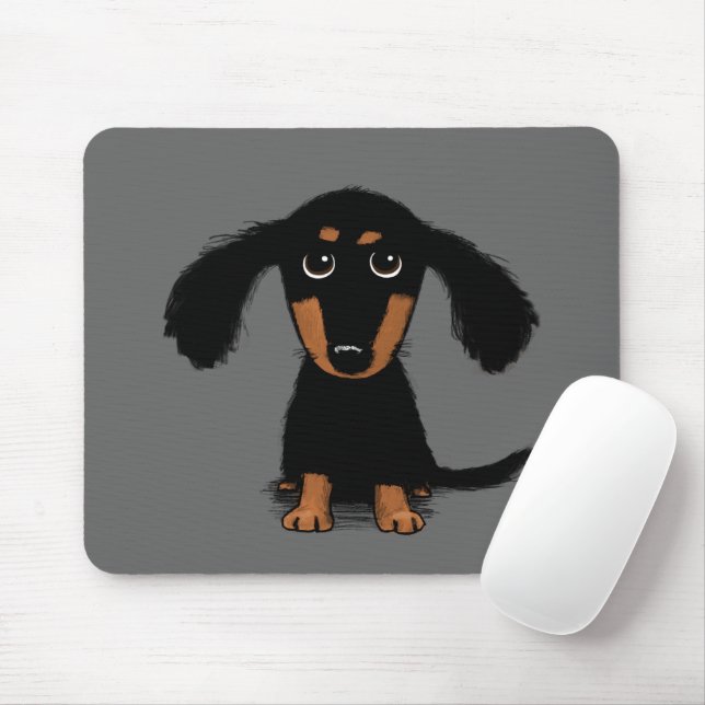 Tecknad för långfristig Dachshund Puppy Cute Hund Musmatta (Med mus)