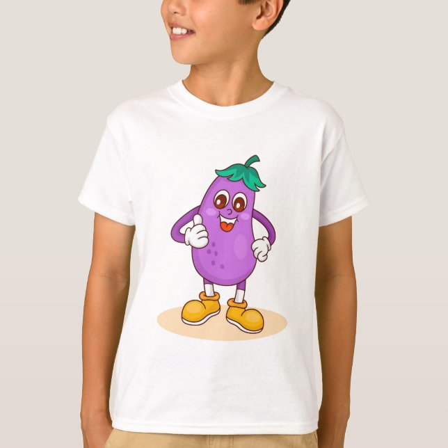 Tecknad för leende av Eggplant Cute T Shirt (Framsida)