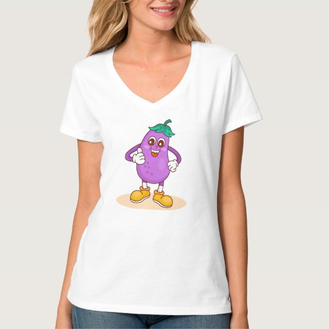 Tecknad för leende av Eggplant Cute T Shirt (Framsida)