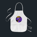tecknad för lila drake barnförkläde<br><div class="desc">Apron med illustration av söt lila och gult drake tjej/sagor design för barn i svart cirkel,  för barn av Maxi Harmony, </div>