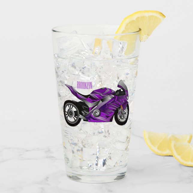 tecknad för lila motorcykel glaskopp (Bakside Is)