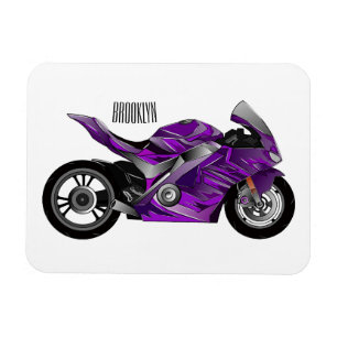 tecknad för lila motorcykel magnet