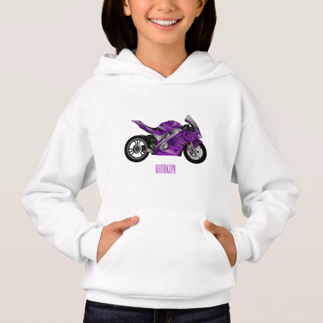 tecknad för lila motorcykel t shirt (Framsida)