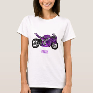 tecknad för lila motorcykel t shirt