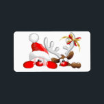 Tecknad för Lunny Santa och Reindeer Adressetikett<br><div class="desc">"Jul? Redan nu? Allvarligt?" Lustigt och Cute Santa och Reindeer Tecknade figurer. Design under exklusiv © BluedarkArt.</div>